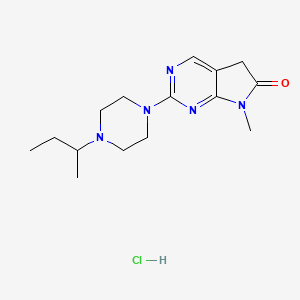 molecular formula C15H24ClN5O B12713085 6H-Pyrrolo(2,3-d)pyrimidin-6-one, 5,7-dihydro-7-methyl-2-(4-(1-methylpropyl)-1-piperazinyl)-,monohydrochloride CAS No. 122113-31-9