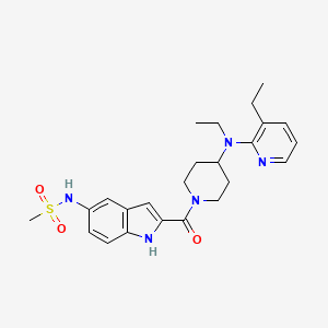 molecular formula C24H31N5O3S B12713095 4-Piperidinamine, N-ethyl-N-(3-ethyl-2-pyridinyl)-1-((5-((methylsulfonyl)amino)-1H-indol-2-yl)carbonyl)- CAS No. 179556-66-2