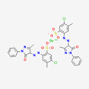 molecular formula C34H28BaCl2N8O8S2 B12713103 Barium bis(5-chloro-2-((4,5-dihydro-3-methyl-5-oxo-1-phenyl-1H-pyrazol-4-yl)azo)-p-toluenesulphonate) CAS No. 85005-81-8