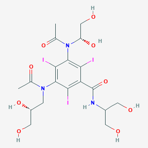 molecular formula C19H26I3N3O9 B12713130 Isophthalamide, N,N'-bis(2-hydroxy-1-(hydroxymethyl)ethyl)-5-(N-(2,3-dihydroxypropyl)acetamido)-2,4,6-triiodo- CAS No. 88116-59-0