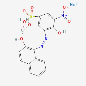 molecular formula C16H11CrN3NaO8S+ B12713203 Sodium hydroxy(2-hydroxy-3-((2-hydroxy-1-naphthyl)azo)-5-nitrobenzenesulphonato(3-))chromate(1-) CAS No. 6370-15-6