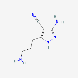 molecular formula C7H11N5 B1271322 5-amino-3-(3-aminopropyl)-1H-pyrazole-4-carbonitrile CAS No. 890609-52-6