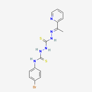 molecular formula C15H15BrN6S2 B12713221 Carbonothioic dihydrazide, N''-(((4-bromophenyl)amino)thioxomethyl)-N'''-((1E)-1-(2-pyridinyl)ethylidene)- CAS No. 140835-40-1