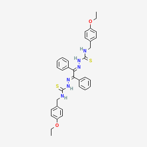 molecular formula C34H36N6O2S2 B12713228 Hydrazinecarbothioamide, 2,2'-(1,2-diphenyl-1,2-ethanediylidene)bis(N-((4-ethoxyphenyl)methyl)- CAS No. 124041-21-0