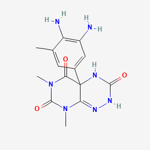 molecular formula C14H17N7O3 B12713324 Pyrimido(5,4-e)-1,2,4-triazine-3,5,7(6H)-trione, 2,4,4a,8-tetrahydro-4a-(3,4-diamino-5-methylphenyl)-6,8-dimethyl- CAS No. 113458-68-7