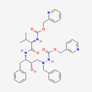 molecular formula C36H42N6O6 B12713332 5S-N-((2-Pyridinyl)methoxycarbonyl)valinylamino-2-((N-3-pyridinyl)methoxycarbonyl)amino-4S-hydroxy-1,6-diphenyl-2-azahexane CAS No. 162739-22-2