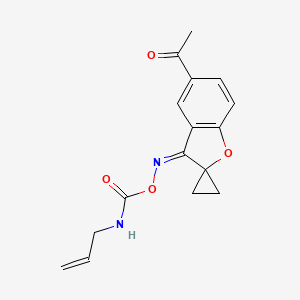 molecular formula C16H16N2O4 B12713379 Spiro(benzofuran-2(3H),1'-cyclopropan)-3-one, 5-acetyl-3-(O-((2-propenylamino)carbonyl)oxime), (Z)- CAS No. 95449-94-8