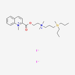 molecular formula C25H42I2N2O2Si B12713390 Quinolinium, 2-((2-(dimethyl(3-(methyldipropylsilyl)propyl)ammonio)ethoxy)carbonyl)-1-methyl-,diiodide CAS No. 113611-76-0