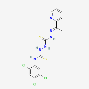 molecular formula C15H13Cl3N6S2 B12713407 Carbonothioic dihydrazide, N''-((1E)-1-(2-pyridinyl)ethylidene)-N'''-(thioxo((2,4,5-trichlorophenyl)amino)methyl)- CAS No. 127142-43-2