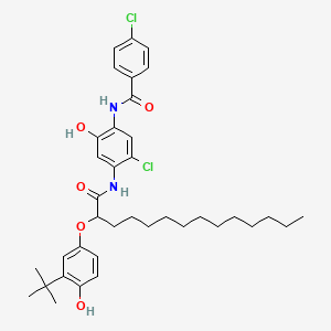 molecular formula C37H48Cl2N2O5 B12713450 N-(4-((2-(3-(tert-Butyl)-4-hydroxyphenoxy)-1-oxotetradecyl)amino)-5-chloro-2-hydroxyphenyl)-4-chlorobenzamide CAS No. 93919-53-0