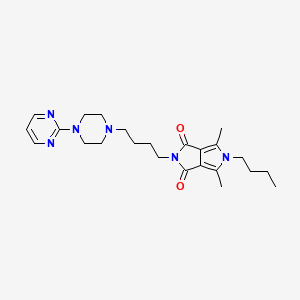 molecular formula C24H34N6O2 B12713492 Pyrrolo(3,4-c)pyrrole-1,3(2H,5H)-dione, 5-butyl-4,6-dimethyl-2-(4-(4-(2-pyrimidinyl)-1-piperazinyl)butyl)- CAS No. 151722-78-0