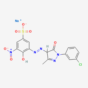 molecular formula C16H11ClN5NaO7S B12713500 Sodium 3-((1-(3-chlorophenyl)-4,5-dihydro-3-methyl-5-oxo-1H-pyrazol-4-yl)azo)-4-hydroxy-5-nitrobenzenesulphonate CAS No. 84912-12-9