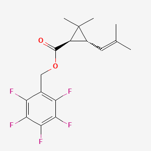 molecular formula C17H17F5O2 B12713541 Cyclopropanecarboxylic acid, 2,2-dimethyl-3-(2-methylpropenyl)-, 2,3,4,5,6-pentafluorobenzyl ester, trans-(+-)- CAS No. 100579-56-4