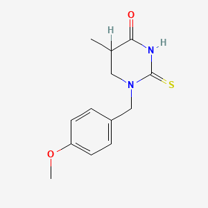 molecular formula C13H16N2O2S B12713573 Tetrahydro-1-((4-methoxyphenyl)methyl)-5-methyl-2-thioxo-4(1H)-pyrimidinone CAS No. 62554-15-8