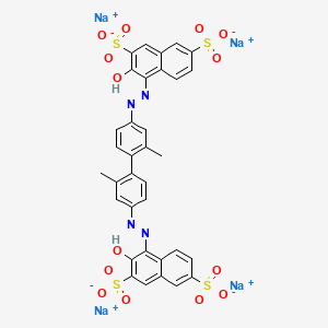 molecular formula C34H22N4Na4O14S4 B12713583 Tetrasodium 4,4'-((2,2'-dimethyl(1,1'-biphenyl)-4,4'-diyl)bis(azo))bis(3-hydroxynaphthalene-2,7-disulphonate) CAS No. 6771-84-2