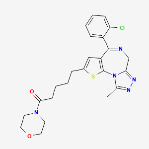 molecular formula C24H26ClN5O2S B12713607 Morpholine, 4-(5-(4-(2-chlorophenyl)-9-methyl-6H-thieno(3,2-f)(1,2,4)triazolo(4,3-a)(1,4)diazepin-2-yl)-1-oxopentyl)- CAS No. 113825-84-6