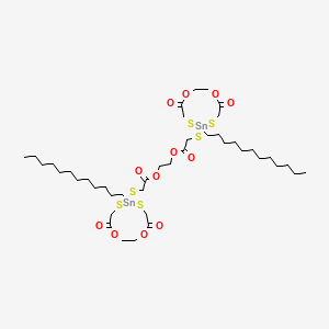 molecular formula C42H74O12S6Sn2 B12713634 Ethylene bis(((8-dodecyl-5,11-dioxo-1,4-dioxa-7,9-dithia-8-stannacycloundec-8-yl)thio)acetate) CAS No. 93857-18-2