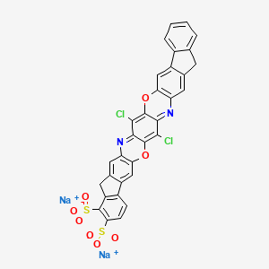 molecular formula C32H14Cl2N2Na2O8S2 B12713697 disodium;2,20-dichloro-4,22-dioxa-18,36-diazanonacyclo[19.15.0.03,19.05,17.07,15.08,13.023,35.025,33.026,31]hexatriaconta-1(36),2,5(17),6,8(13),9,11,15,18,20,23(35),24,26,28,30,33-hexadecaene-11,12-disulfonate CAS No. 1324-43-2