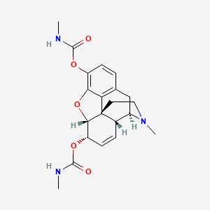 molecular formula C21H25N3O5 B12713813 Morphinan-3,6-diol, 7,8-didehydro-4,5-epoxy-17-methyl-(5alpha,6alpha)-, bis(methylcarbamate) (ester) CAS No. 61269-42-9