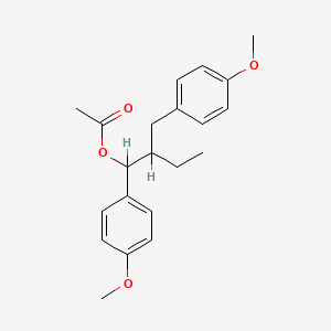 molecular formula C21H26O4 B12713930 Benzenepropanol, beta-ethyl-4-methoxy-alpha-(4-methoxyphenyl)-, acetate CAS No. 71526-45-9