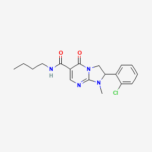 molecular formula C18H21ClN4O2 B12714012 Imidazo(1,2-a)pyrimidine-6-carboxamide, 1,2,3,5-tetrahydro-N-butyl-2-(2-chlorophenyl)-1-methyl-5-oxo- CAS No. 141234-24-4