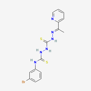 molecular formula C15H15BrN6S2 B12714017 Carbonothioic dihydrazide, N''-(((3-bromophenyl)amino)thioxomethyl)-N'''-((1E)-1-(2-pyridinyl)ethylidene)- CAS No. 127142-48-7