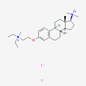 molecular formula C28H48I2N2O B12714026 Estra-1,3,5(10)-trien-17-aminium, 3-(2-(diethylmethylammonio)ethoxy)-N,N,N-trimethyl-, diiodide, (17-beta)- CAS No. 142575-14-2