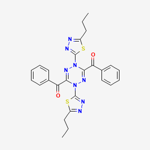 molecular formula C26H24N8O2S2 B12714083 Methanone, (1,4-dihydro-1,4-bis(5-propyl-1,3,4-thiadiazol-2-yl)-1,2,4,5-tetrazine-3,6-diyl)bis(phenyl- CAS No. 85811-01-4