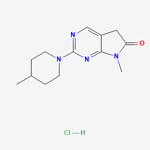 molecular formula C13H19ClN4O B12714093 6H-Pyrrolo(2,3-d)pyrimidin-6-one, 5,7-dihydro-7-methyl-2-(4-methyl-1-piperidinyl)-, monohydrochloride CAS No. 122113-16-0