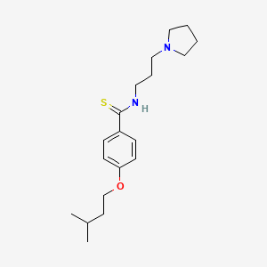 molecular formula C19H30N2OS B12714101 Benzamide, p-isopentoxy-N-(3-pyrrolidinylpropyl)thio- CAS No. 32417-24-6