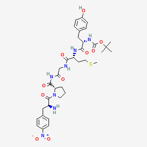 molecular formula C35H47N7O10S B12714134 N-(tert-Butoxycarbonyl)-L-tyrosyl-D-methionylglycyl-4-nitro-3-phenyl-L-alanyl-L-prolinamide CAS No. 73385-91-8