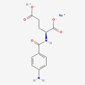 molecular formula C12H13N2NaO5 B12714180 L-Glutamic acid, N-(4-aminobenzoyl)-, monosodium salt CAS No. 97772-96-8