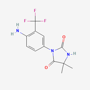 molecular formula C12H12F3N3O2 B12714194 2,4-Imidazolidinedione, 3-(4-amino-3-(trifluoromethyl)phenyl)-5,5-dimethyl- CAS No. 140866-26-8