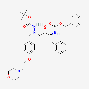 molecular formula C36H48N4O7 B12714239 2-N-(t-Butyloxycarbonyl)amino-5S-(benzyloxycarbonyl)amino-4S-hydroxy-1-(4-((2-morpholinyl)ethoxy)phenyl)-6-phenyl-2-azahexane CAS No. 162739-48-2