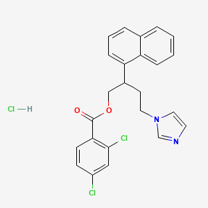 molecular formula C24H21Cl3N2O2 B12714290 Benzoic acid, 2,4-dichloro-, 4-(1H-imidazol-1-yl)-2-(1-naphthalenyl)butyl ester, hydrochloride CAS No. 119585-05-6