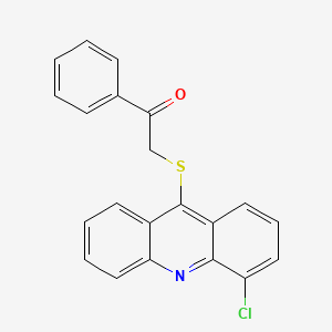 molecular formula C21H14ClNOS B12714300 Ethanone, 2-((4-chloro-9-acridinyl)thio)-1-phenyl- CAS No. 134826-41-8