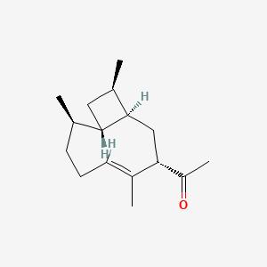 molecular formula C16H26O B12714312 Ethanone, 1-((1R,4E,9R)-4,11,11-trimethyl-8-methylenebicyclo(7.2.0)undec-4-enyl)- CAS No. 70801-04-6