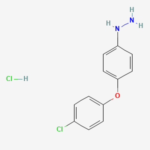 molecular formula C12H12Cl2N2O B1271468 4-(4-Chlorophenoxy)phenylhydrazine hydrochloride CAS No. 849021-09-6