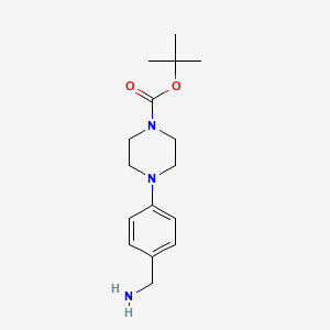 molecular formula C16H25N3O2 B1271478 tert-Butyl 4-(4-(aminomethyl)phenyl)piperazine-1-carboxylate CAS No. 852180-47-3
