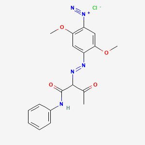 molecular formula C18H18ClN5O4 B12714793 2,5-Dimethoxy-4-((2-oxo-1-((phenylamino)carbonyl)propyl)azo)benzenediazonium chloride CAS No. 94230-90-7