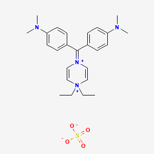 molecular formula C25H34N4O4S B12715029 4-[(4,4-diethylpyrazine-1,4-diium-1-ylidene)-[4-(dimethylamino)phenyl]methyl]-N,N-dimethylaniline;sulfate CAS No. 85269-30-3