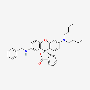 molecular formula C35H36N2O3 B12715032 2'-[(Benzyl)amino]-6'-(dibutylamino)spiro[isobenzofuran-1(3H),9'-[9H]xanthene]-3-one CAS No. 93923-69-4