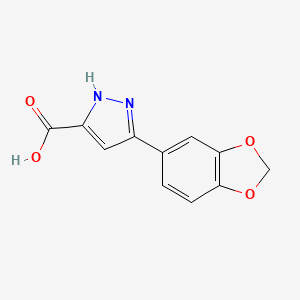 molecular formula C11H8N2O4 B1271510 3-(1,3-benzodioxol-5-yl)-1H-pyrazole-5-carboxylic acid CAS No. 890621-48-4