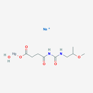 molecular formula C9H17HgN2NaO6+ B12715107 Sodium (3-(((3-carboxylatopropionamido)carbonyl)amino)-2-methoxypropyl)hydroxymercurate(1-) CAS No. 7620-30-6
