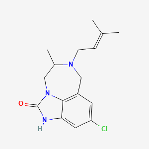 molecular formula C16H20ClN3O B12715114 Imidazo(4,5,1-jk)(1,4)benzodiazepin-2(1H)-one, 4,5,6,7-tetrahydro-5-methyl-6-(3-methyl-2-butenyl)-9-chloro- CAS No. 257891-58-0