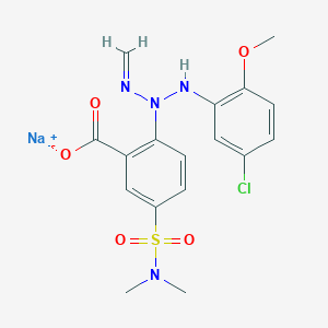molecular formula C17H18ClN4NaO5S B12715224 Sodium 2-(3-(5-chloro-2-methoxyphenyl)-1-methyltriazen-2-yl)-5-((dimethylamino)sulphonyl)benzoate CAS No. 85030-45-1