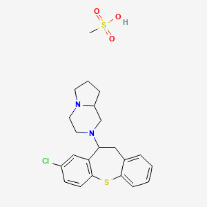 molecular formula C22H27ClN2O3S2 B12715260 Pyrrolo(1,2-a)pyrazine, octahydro-2-(8-chloro-10,11-dihydrodibenzo(b,f)thiepin-10-yl)-, monomethanesulfonate CAS No. 86490-20-2