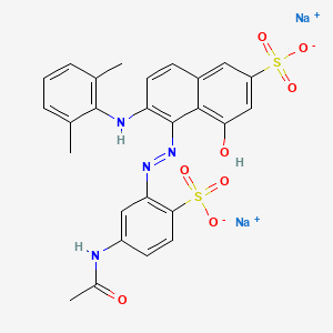 molecular formula C26H22N4Na2O8S2 B12715270 Disodium 5-((5-acetamido-2-sulphonatophenyl)azo)-6-((2,6-dimethylphenyl)amino)-4-hydroxynaphthalene-2-sulphonate CAS No. 79135-95-8