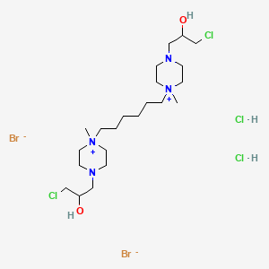 molecular formula C22H48Br2Cl4N4O2 B12715344 Piperazinium, 1,1'-(1,6-hexamethylene)bis(4-(3-chloro-2-hydroxypropyl)-1-methyl-, dibromide, dihydrochloride CAS No. 102517-19-1