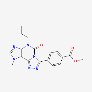 molecular formula C18H18N6O3 B12715352 Benzoic acid, 4-(6,9-dihydro-9-methyl-5-oxo-6-propyl-5H-1,2,4-triazolo(3,4-i)purin-3-yl)-, methyl ester CAS No. 135445-93-1